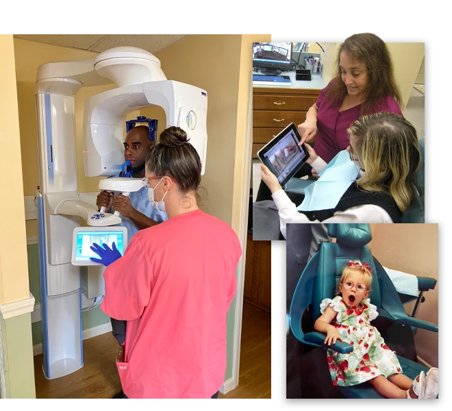 Dental Staff and Patients Around the Office Collage